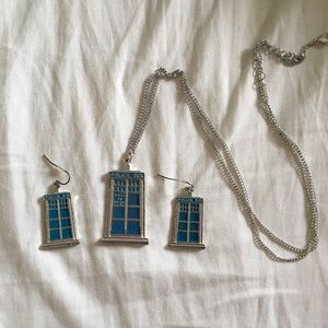 Doctor Who Tardis Necklace Earring Set